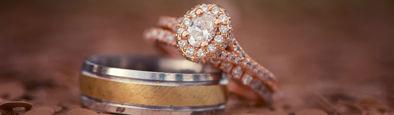 Bague en or rose et diamants